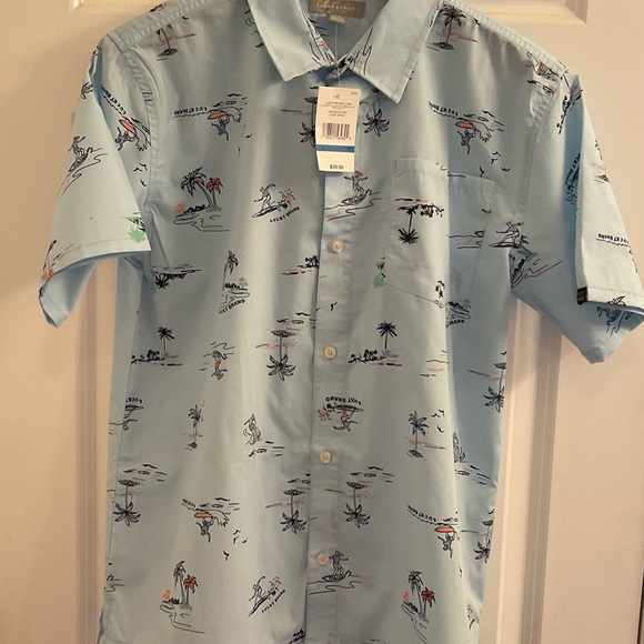 Lucky Brand Short Sleeve Button Down Shirt - Surf Spray - NWT - Boys XL 18/20 - Picture 2 of 12